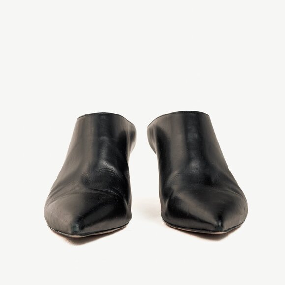 Stuart Weitzman Mira Nero Leather Pointed-Toe Mules - Picture 2 of 9